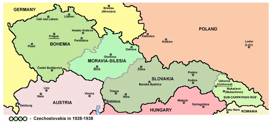 Mapa Czechosłowacji w 1938 roku - Wikipedia