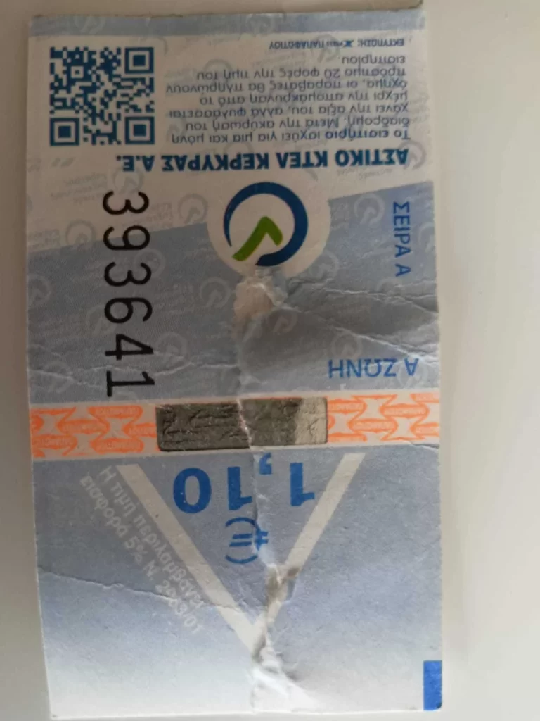 Korfu - Bilet autobusowy z biletomatu